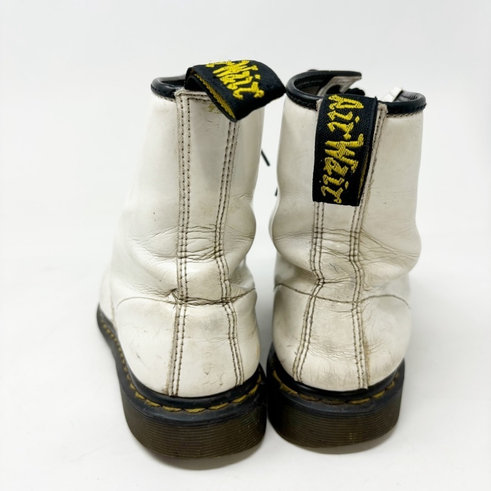 DOC MARTENS Women’s White 1460 Smooth Leather 8-Eye Boots Distressed Size W9 - Picture 9 of 13